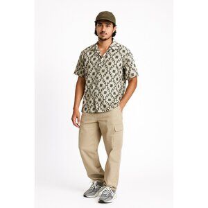 OAS Sweden Terry Cloth Button-Up Shirt Men’s Medium – Geometric Jacquard Pattern